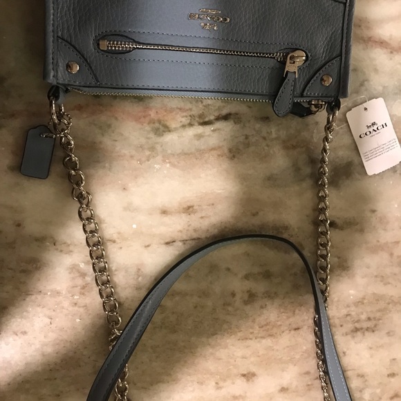 NWT NEW Blue COACH purse w/chain leather strap - Picture 3 of 6